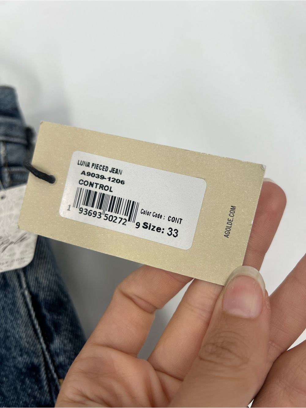 Agolde Luna Pieced Dark Wash Horseshoe Barrel Denim Jeans in Control 33 NWT - Picture 6 of 11